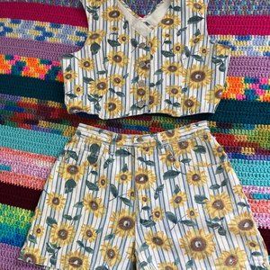 True Vintage Sunflower Denim Short Set